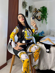 Printed Pajama Set with Pants and Sweatshirt