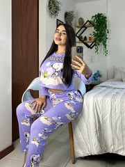 Printed Pajama Set with Pants and Sweatshirt