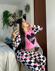 Printed Pajama Set with Pants and Sweatshirt